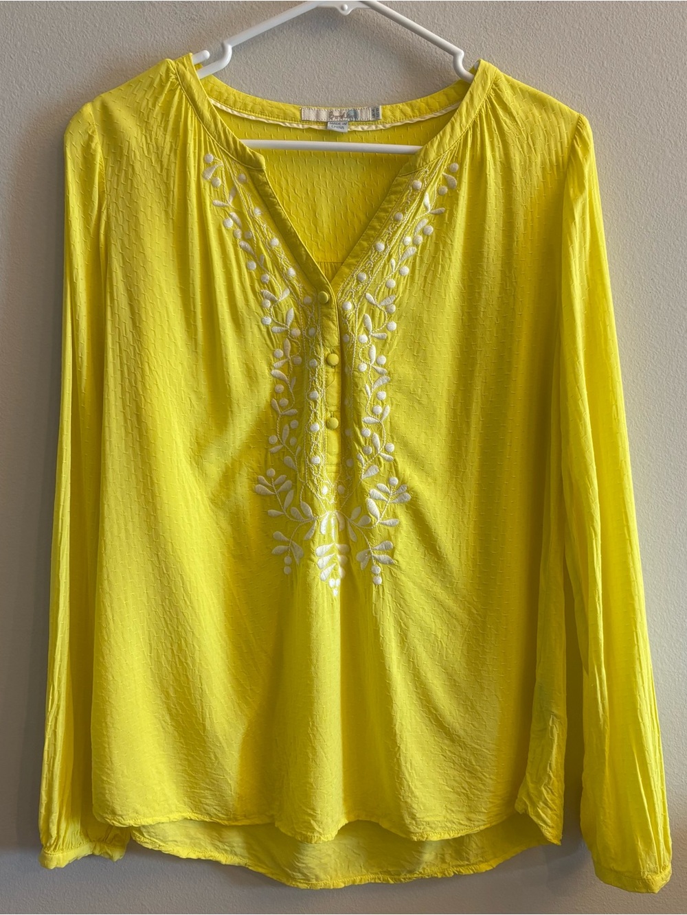 Boden Yellow Embroidered V-Neck Women’s Blouse Tunic size 10